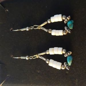 Turquoise & Shell Bead Earrings